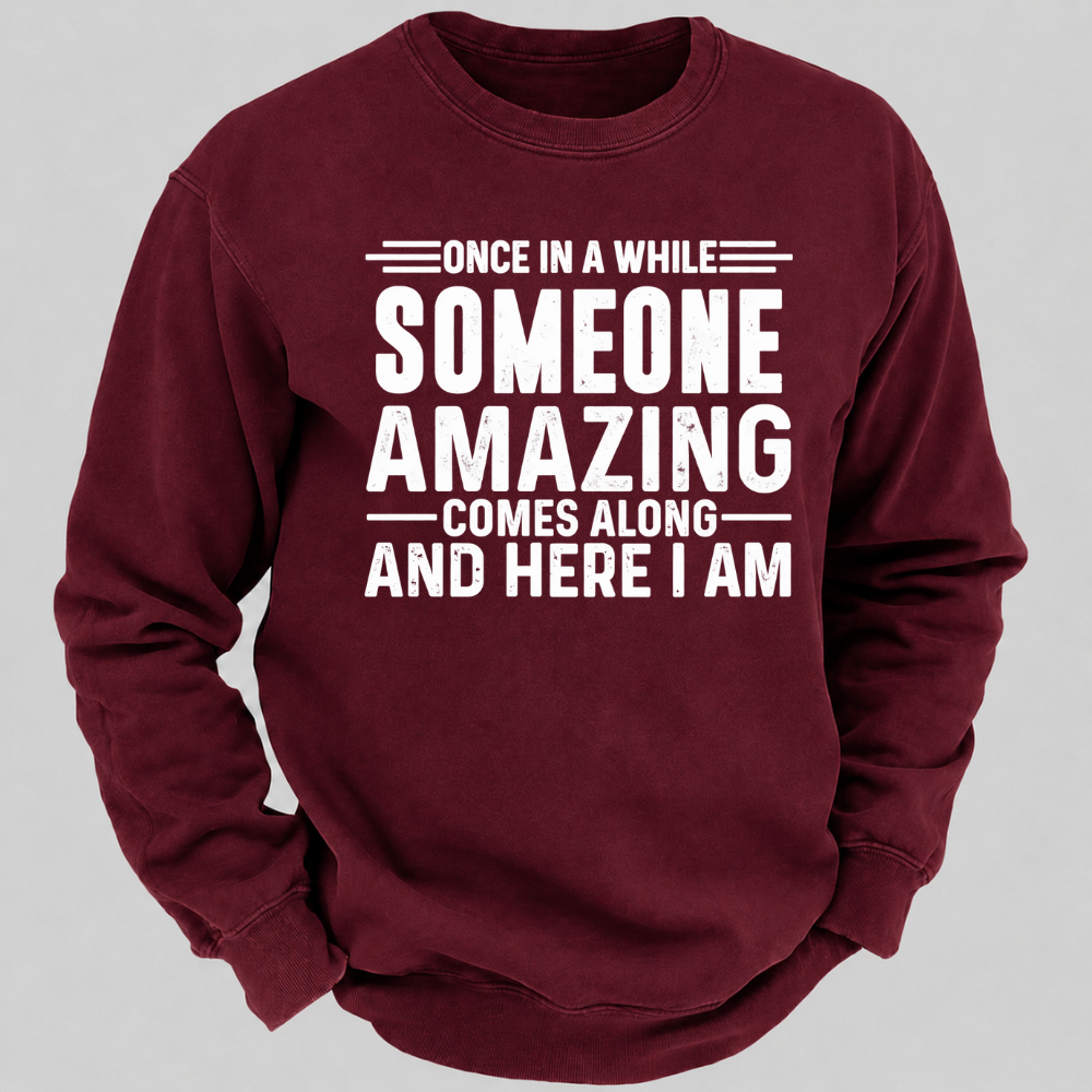 Once in a While Someone Amazing Comes Along and Here I Am Funny Graphic Sweatshirt
