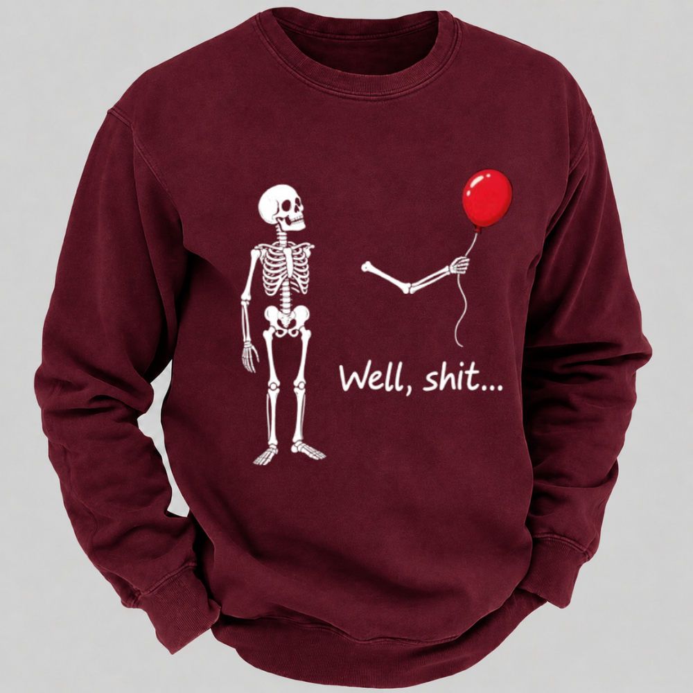 Funny Skeleton Red Balloon Graphic Sweatshirts