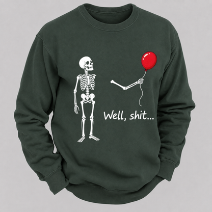 Funny Skeleton Red Balloon Graphic Sweatshirts