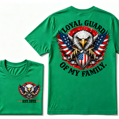 Loyal Guard Of My Family American Eagle USA Flag Patriotic T-Shirt EST.Year Family Protector Graphic Tee