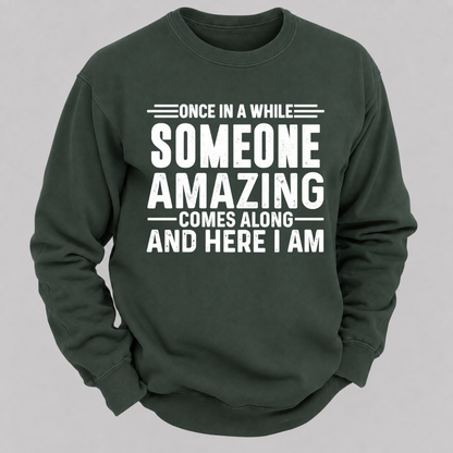 Once in a While Someone Amazing Comes Along and Here I Am Funny Graphic Sweatshirt