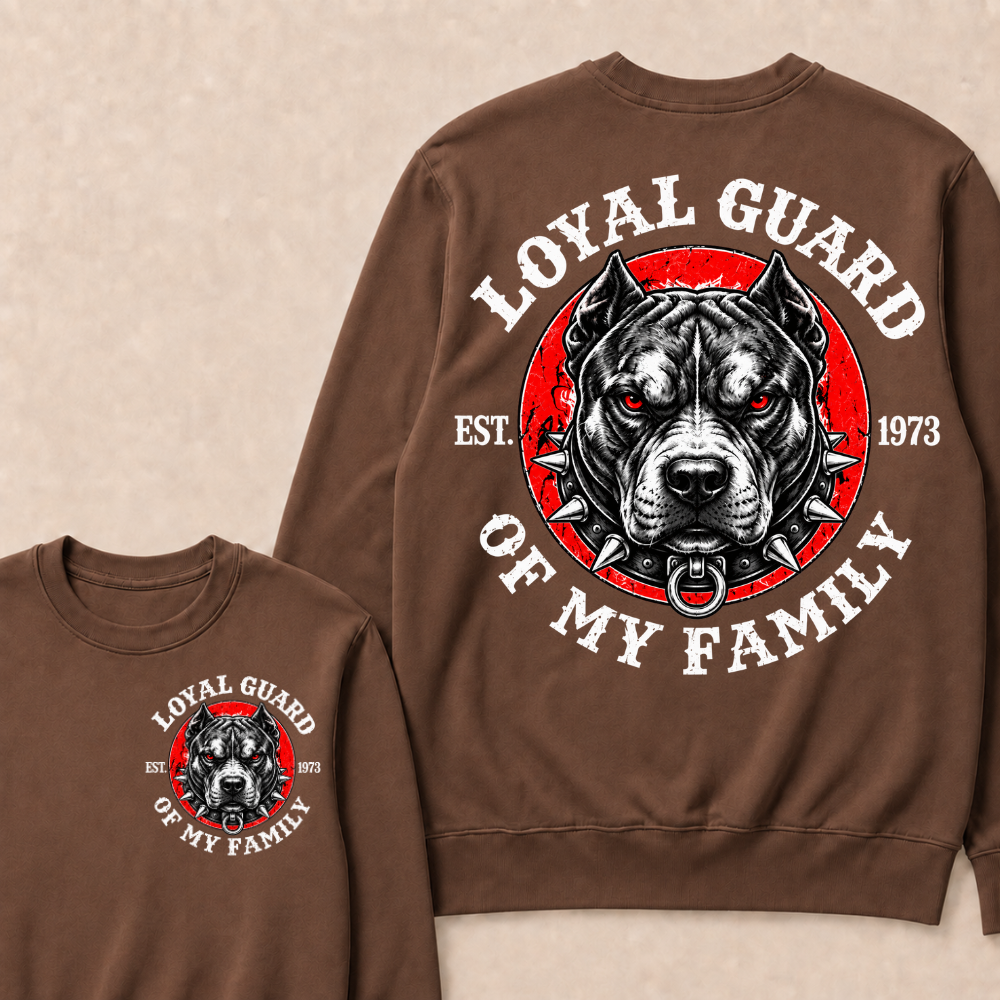 Loyal Guard Of My Family EST.Year Pitbull Dog Graphic T-Shirt Family Protector Sweatshirts