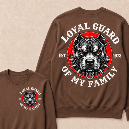 Loyal Guard Of My Family EST.Year Pitbull Dog Graphic T-Shirt Family Protector Sweatshirts