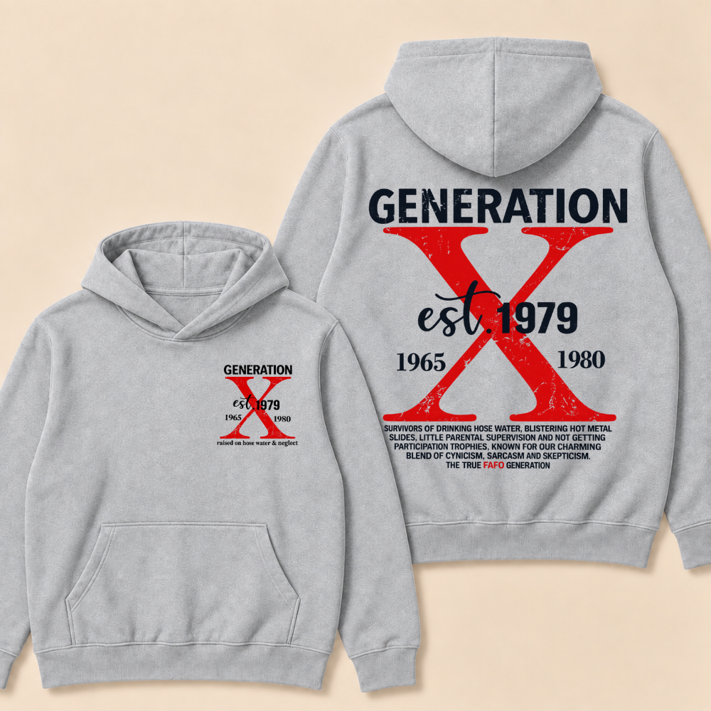 GENERATION X est. Year – Vintage Distressed Retro Hoodie Hoodie
