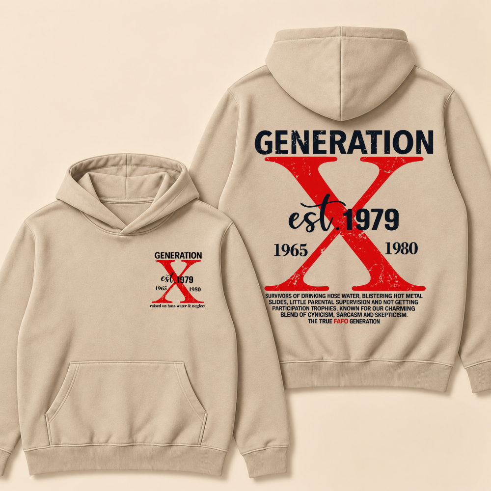 GENERATION X est. Year – Vintage Distressed Retro Hoodie Hoodie