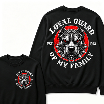 Loyal Guard Of My Family EST.Year Pitbull Dog Graphic T-Shirt Family Protector Sweatshirts