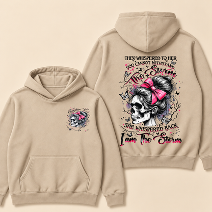 "I Am The Storm" – Generation X Pink Bow Skull Retro Hoodie