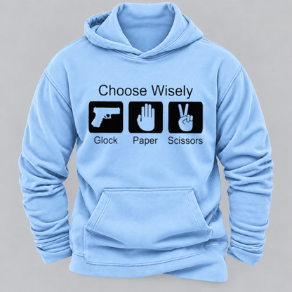 Choose Wisely Glock Paper Scissors Funny Gun Lover Graphic Hoodie