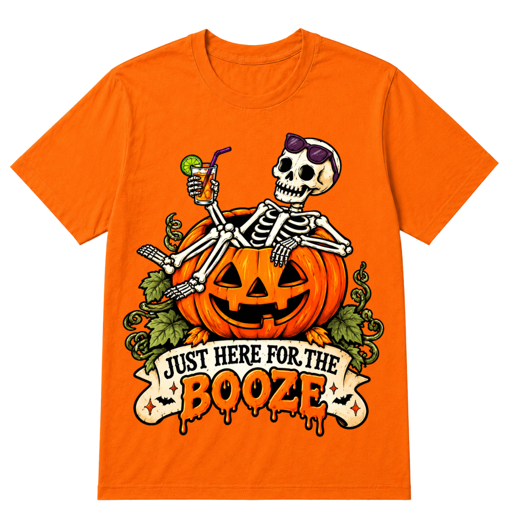 Just Here For The Booze T-Shirt, New Halloween Oversized Tee