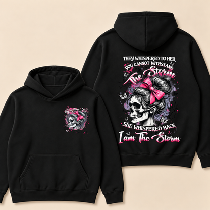 "I Am The Storm" – Generation X Pink Bow Skull Retro Hoodie