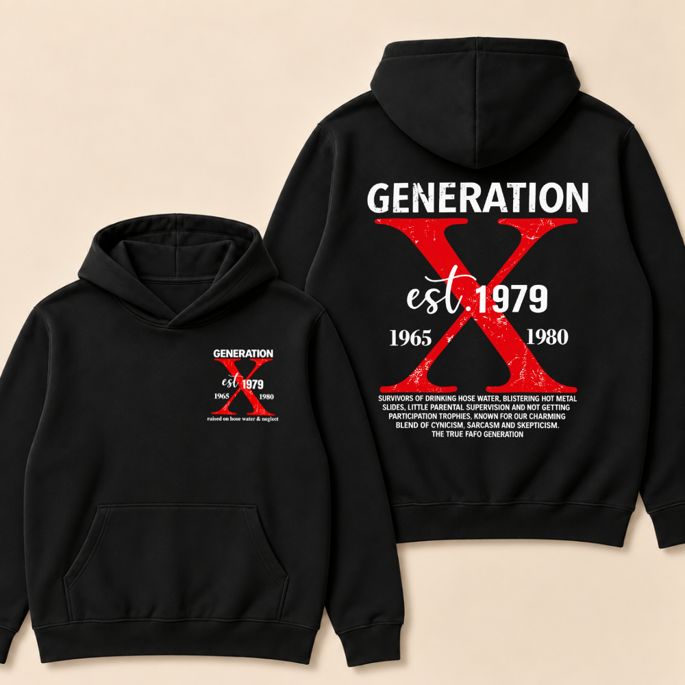 GENERATION X est. Year – Vintage Distressed Retro Hoodie Hoodie