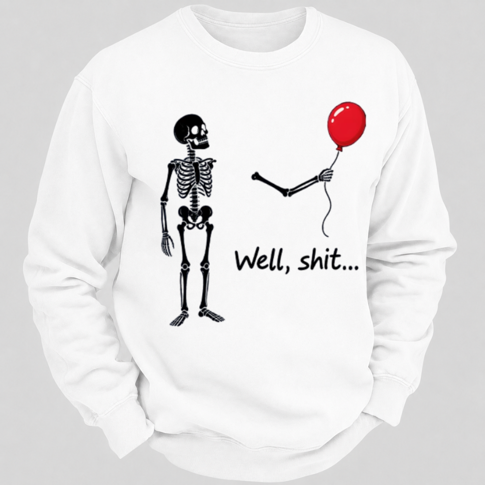 Funny Skeleton Red Balloon Graphic Sweatshirts