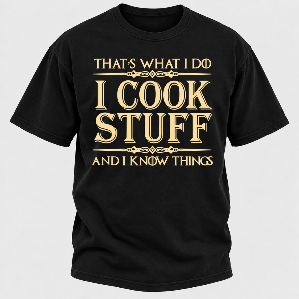 That's What I Do I Cook Stuff And I Know Things Retro Kitchen Chef Graphic T-Shirt