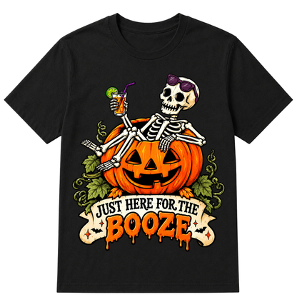 Just Here For The Booze T-Shirt, New Halloween Oversized Tee