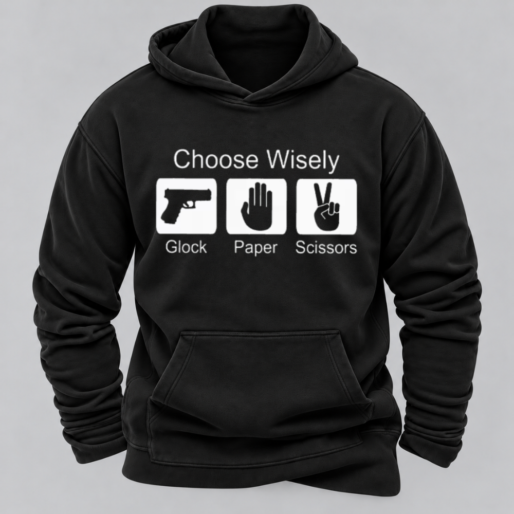 Choose Wisely Glock Paper Scissors Funny Gun Lover Graphic Hoodie