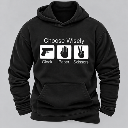 Choose Wisely – Glock Paper Scissors Funny Graphic Hoodie