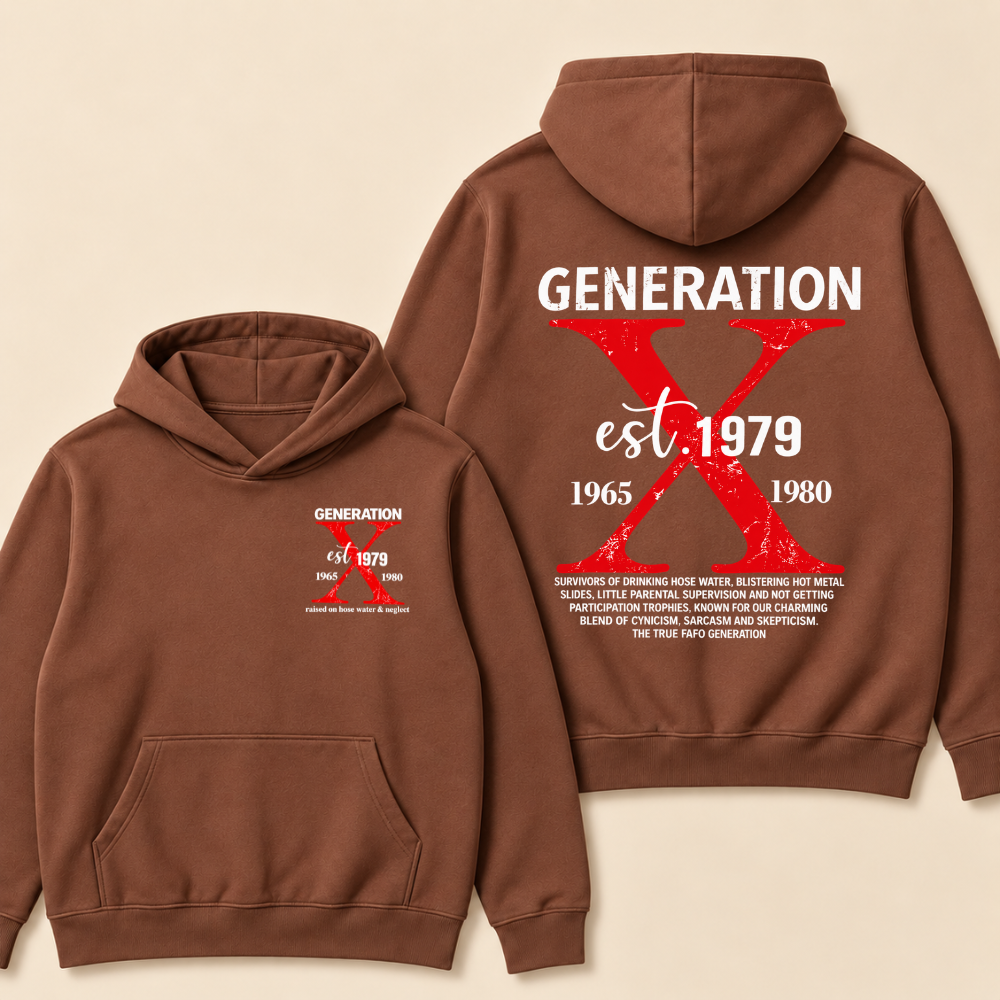GENERATION X est. Year – Vintage Distressed Retro Hoodie Hoodie