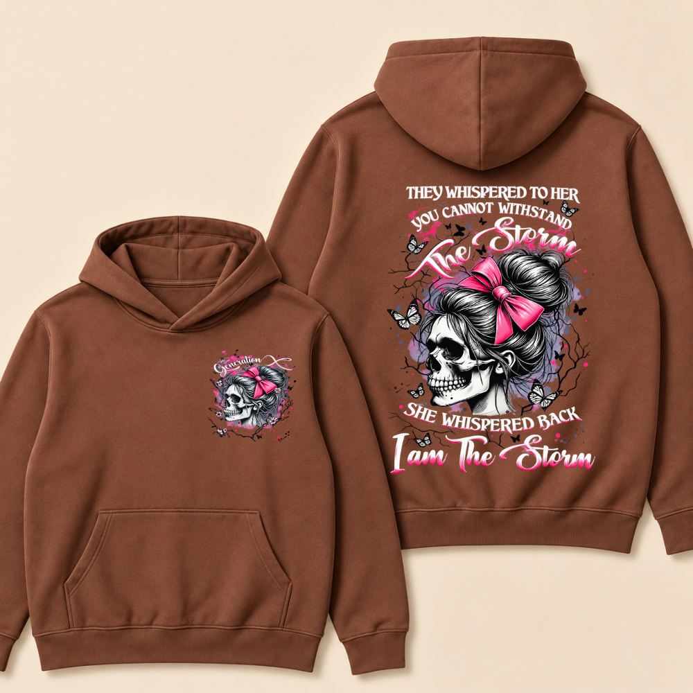 "I Am The Storm" – Generation X Pink Bow Skull Retro Hoodie