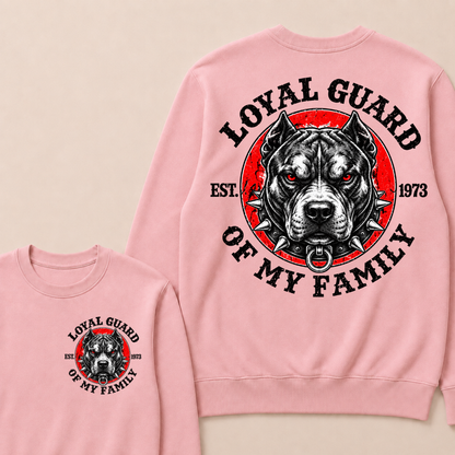 Loyal Guard Of My Family EST.Year Pitbull Dog Graphic T-Shirt Family Protector Sweatshirts