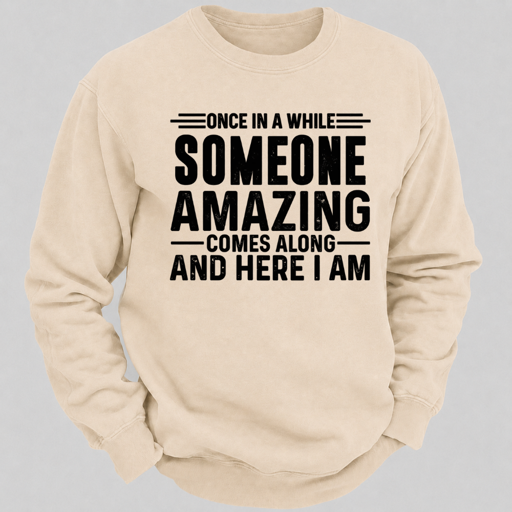Once in a While Someone Amazing Comes Along and Here I Am Funny Graphic Sweatshirt