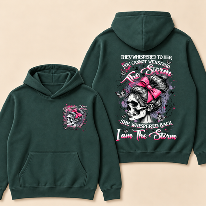 "I Am The Storm" – Generation X Pink Bow Skull Retro Hoodie
