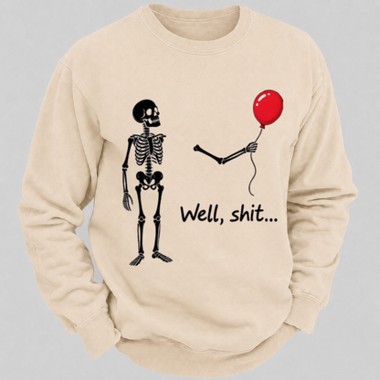 Funny Skeleton Red Balloon Graphic Sweatshirts