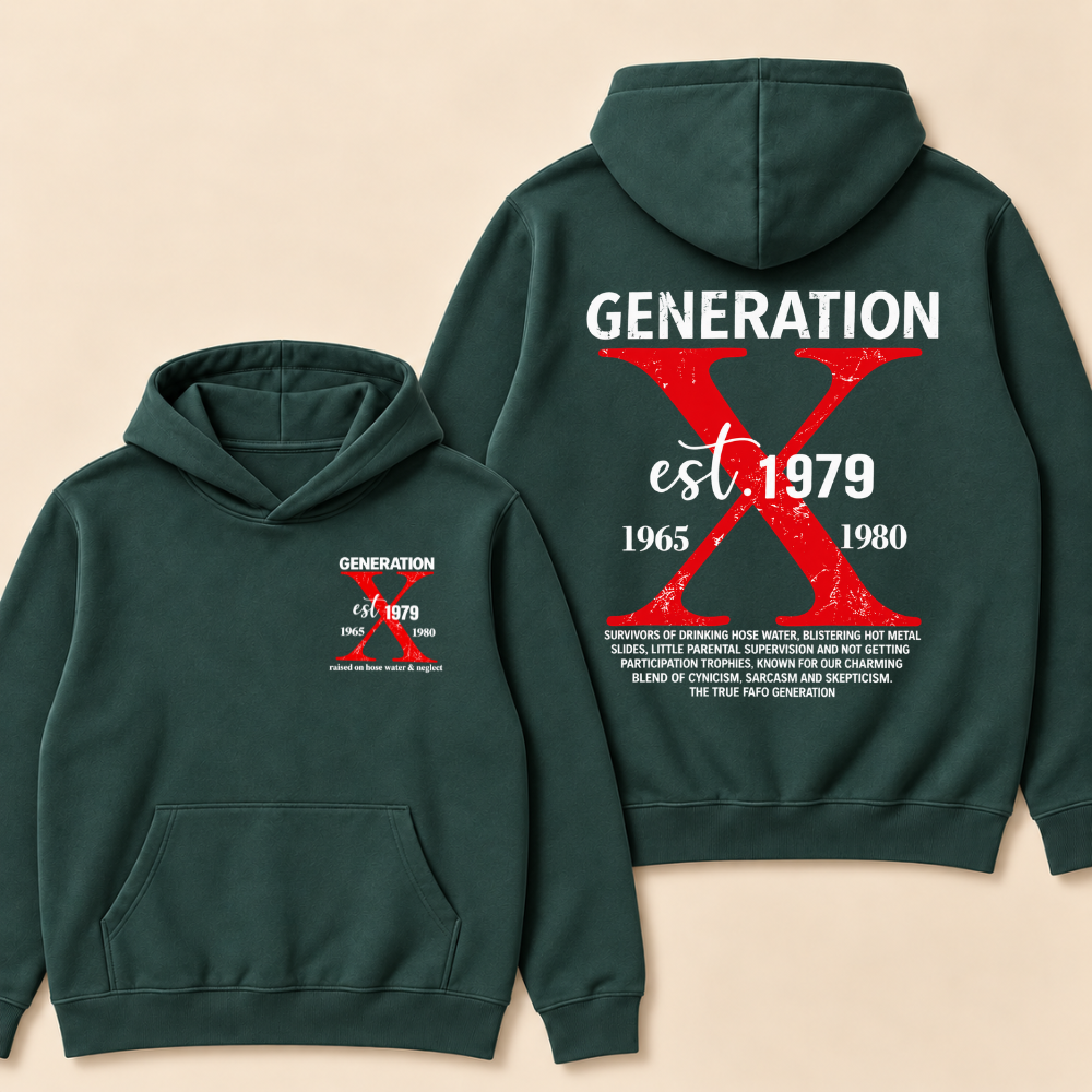 GENERATION X est. Year – Vintage Distressed Retro Hoodie Hoodie