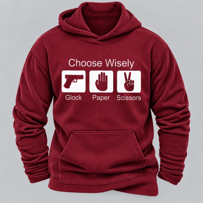 Choose Wisely Glock Paper Scissors Funny Gun Lover Graphic Hoodie