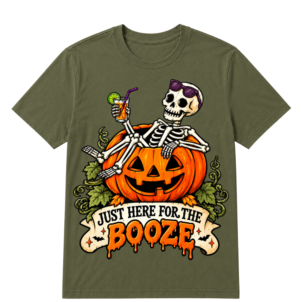 Just Here For The Booze T-Shirt, New Halloween Oversized Tee