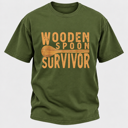Wooden Spoon Survivor Funny Graphic T-Shirt