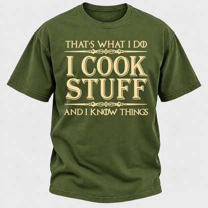That's What I Do I Cook Stuff And I Know Things Retro Kitchen Chef Graphic T-Shirt