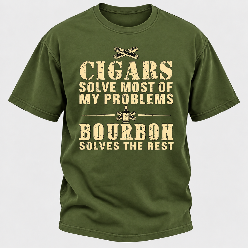 Cigars Solve Most Of My Problems Bourbon / Whiskey Does The Rest T-shirt