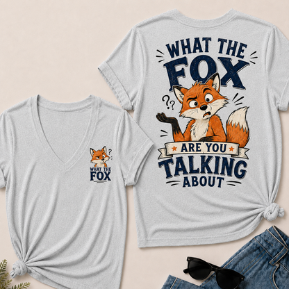 "What The Fox" Confused Shrug V-Neck Tee