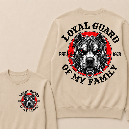 Loyal Guard Of My Family EST.Year Pitbull Dog Graphic T-Shirt Family Protector Sweatshirts