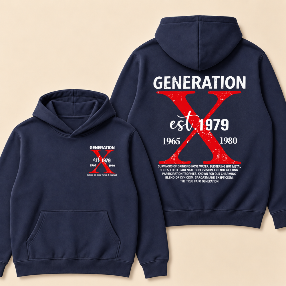 GENERATION X est. Year – Vintage Distressed Retro Hoodie Hoodie