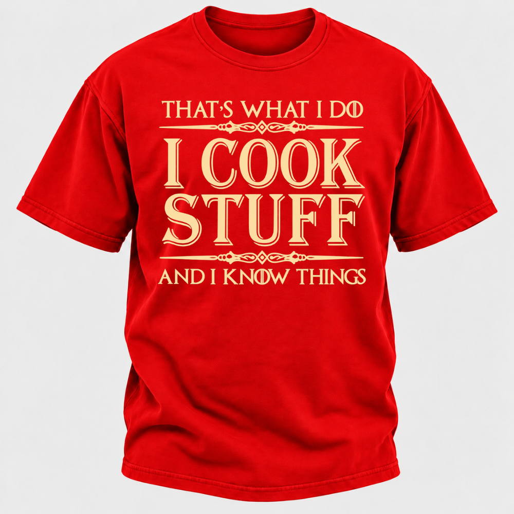That's What I Do I Cook Stuff And I Know Things Retro Kitchen Chef Graphic T-Shirt