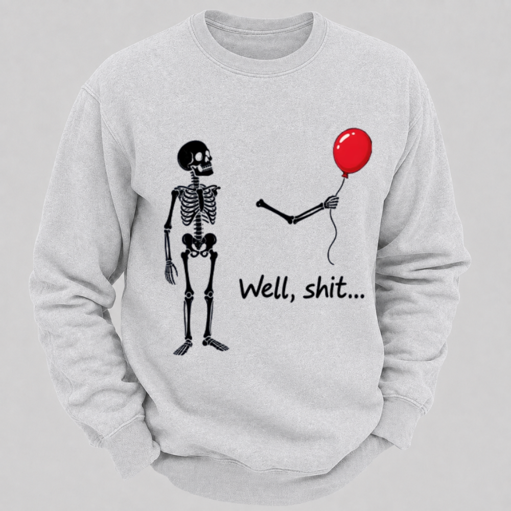Funny Skeleton Red Balloon Graphic Sweatshirts