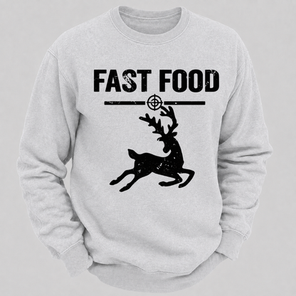 Fast Food Running Deer Funny Hunting Graphic Sweatshirt