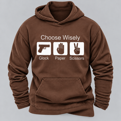 Choose Wisely Glock Paper Scissors Funny Gun Lover Graphic Hoodie