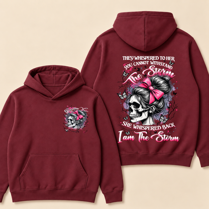 "I Am The Storm" – Generation X Pink Bow Skull Retro Hoodie