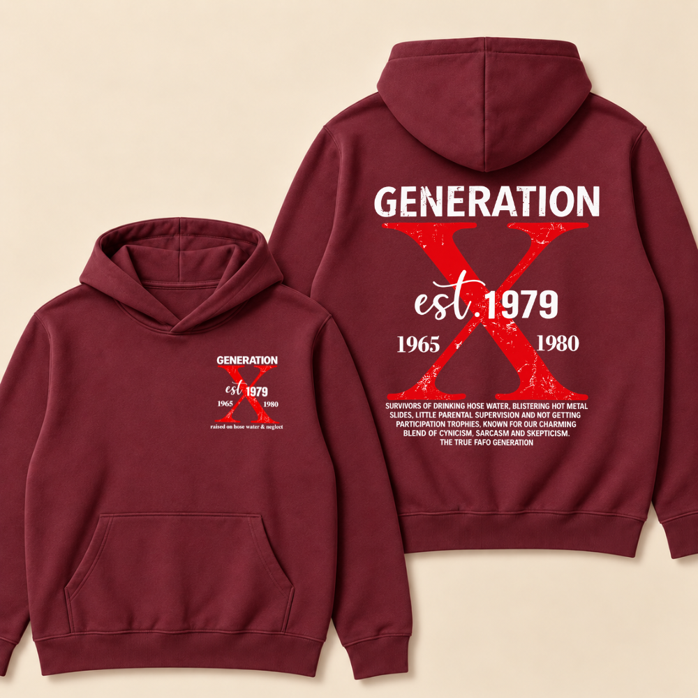 GENERATION X est. Year – Vintage Distressed Retro Hoodie Hoodie