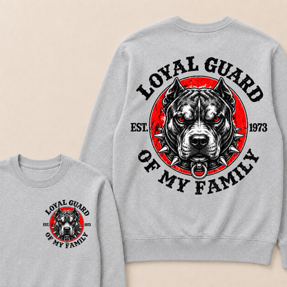 Loyal Guard Of My Family EST.Year Pitbull Dog Graphic T-Shirt Family Protector Sweatshirts
