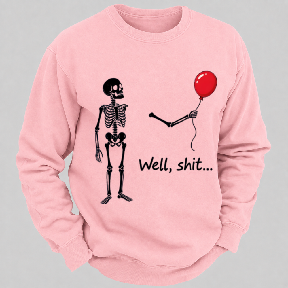 Funny Skeleton Red Balloon Graphic Sweatshirts