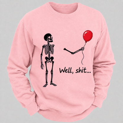 Funny Skeleton Red Balloon Graphic Sweatshirts