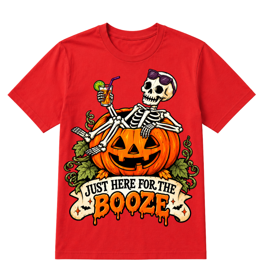 Just Here For The Booze T-Shirt, New Halloween Oversized Tee