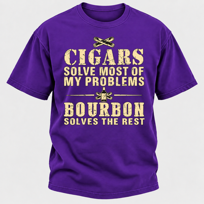 Cigars Solve Most Of My Problems Bourbon / Whiskey Does The Rest T-shirt
