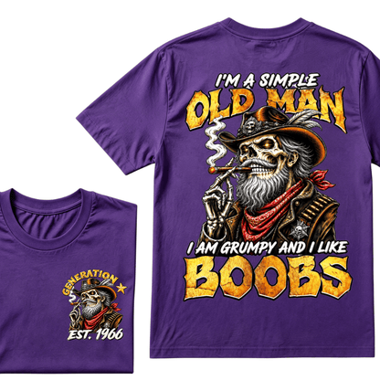 Custom Year I'm A Simple Old I Am Grumpy And I Like Boobs Generation EST.Year T-Shirt