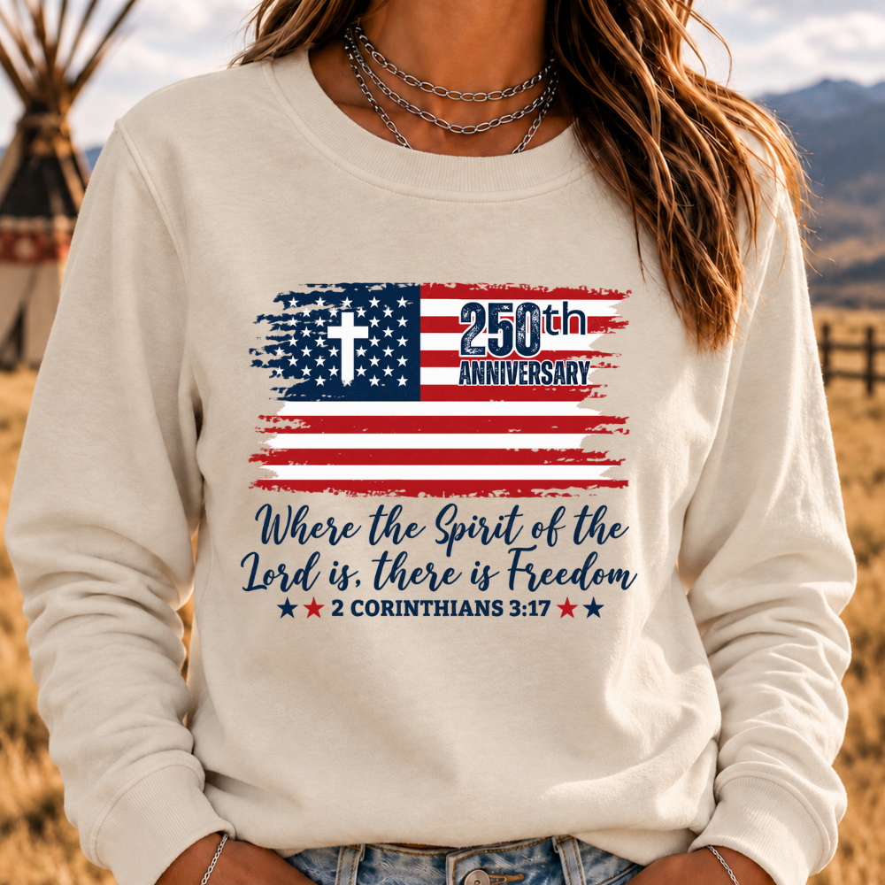 Christian America 250th Anniversary Sweatshirts, Distressed Jesus 4th Of July Shirt, American Flag Sweatshirts