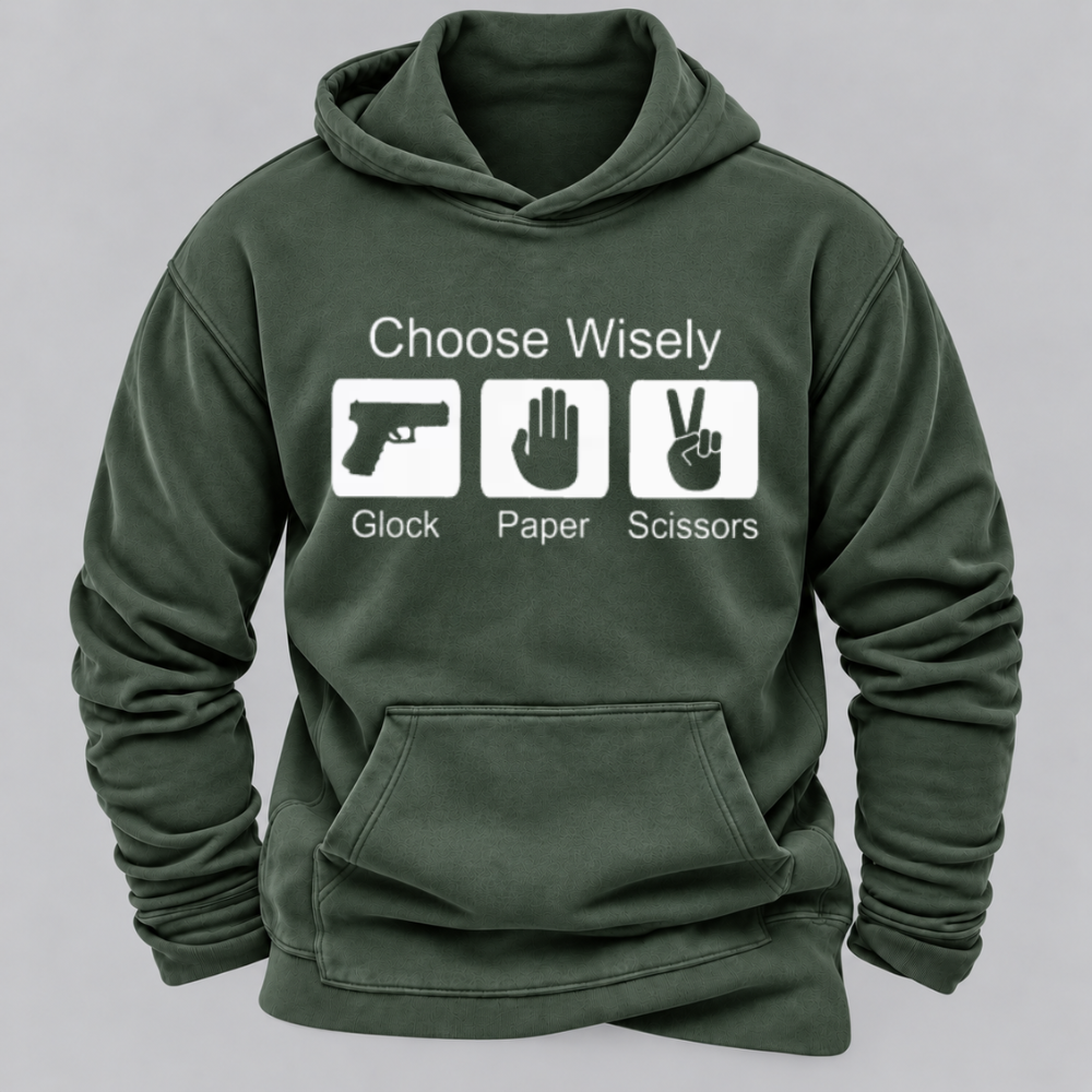 Choose Wisely Glock Paper Scissors Funny Gun Lover Graphic Hoodie