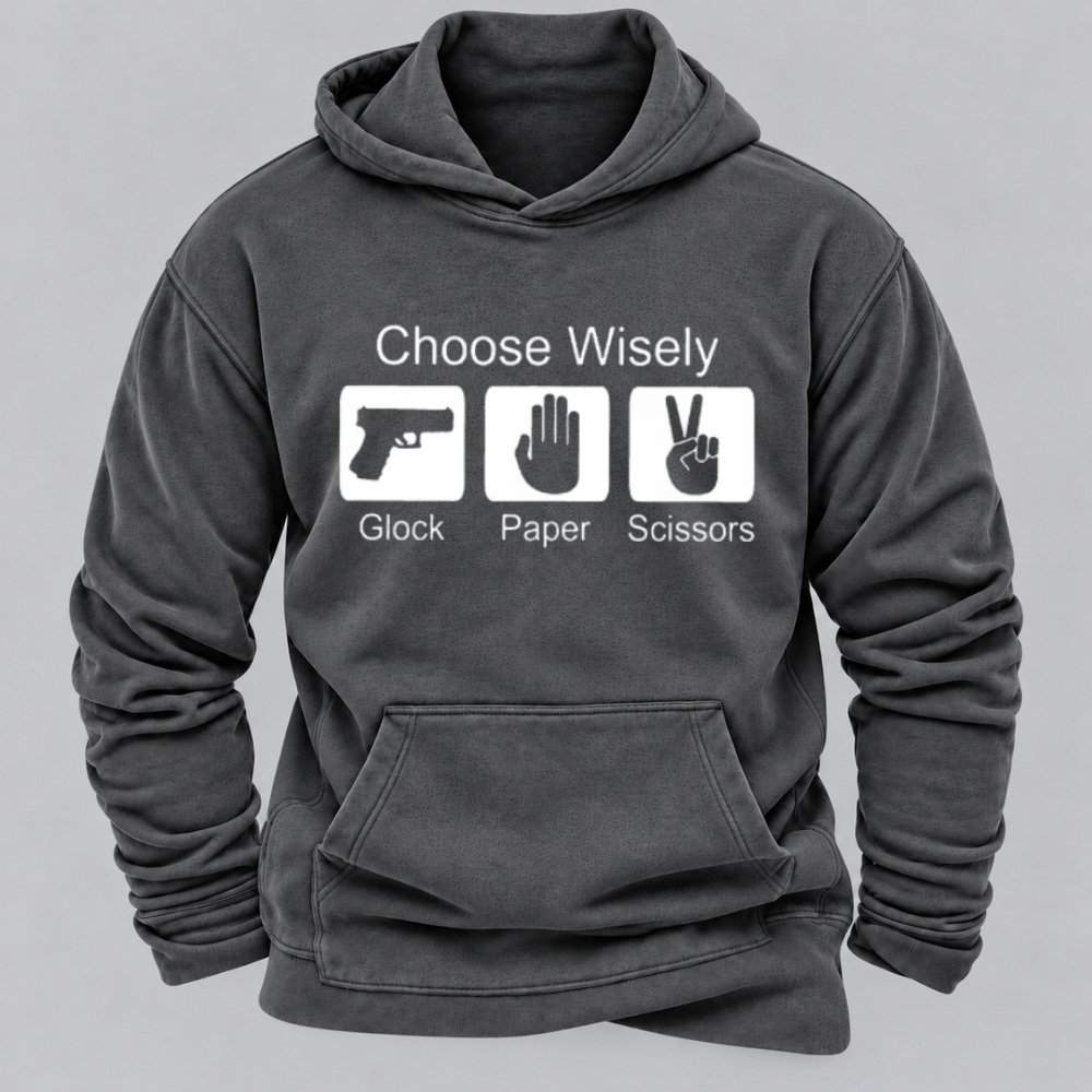 Choose Wisely – Glock Paper Scissors Funny Graphic Hoodie